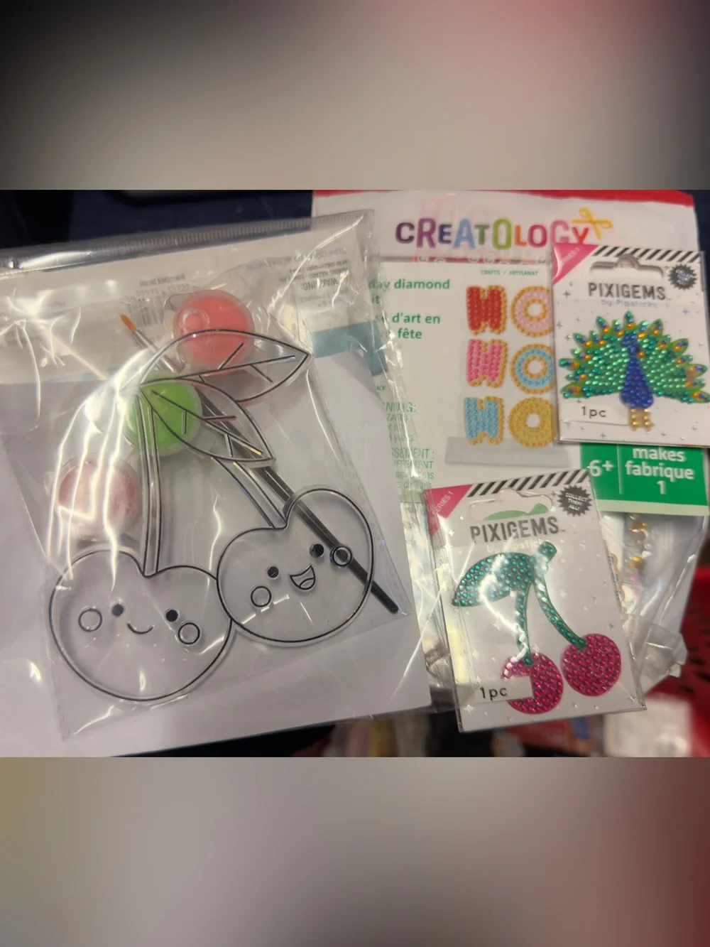 Kids Cherry Pixigems Craft Kit - Pink & Green